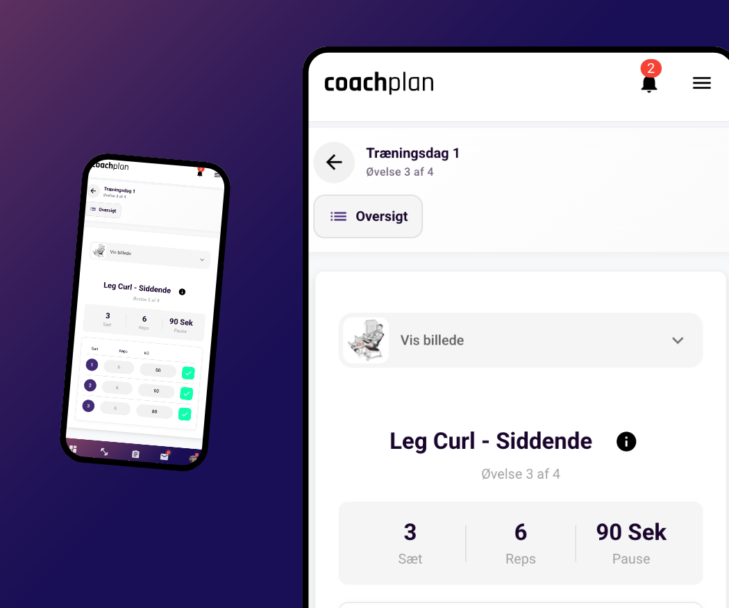 Klientens app med træning og coachens eget logo