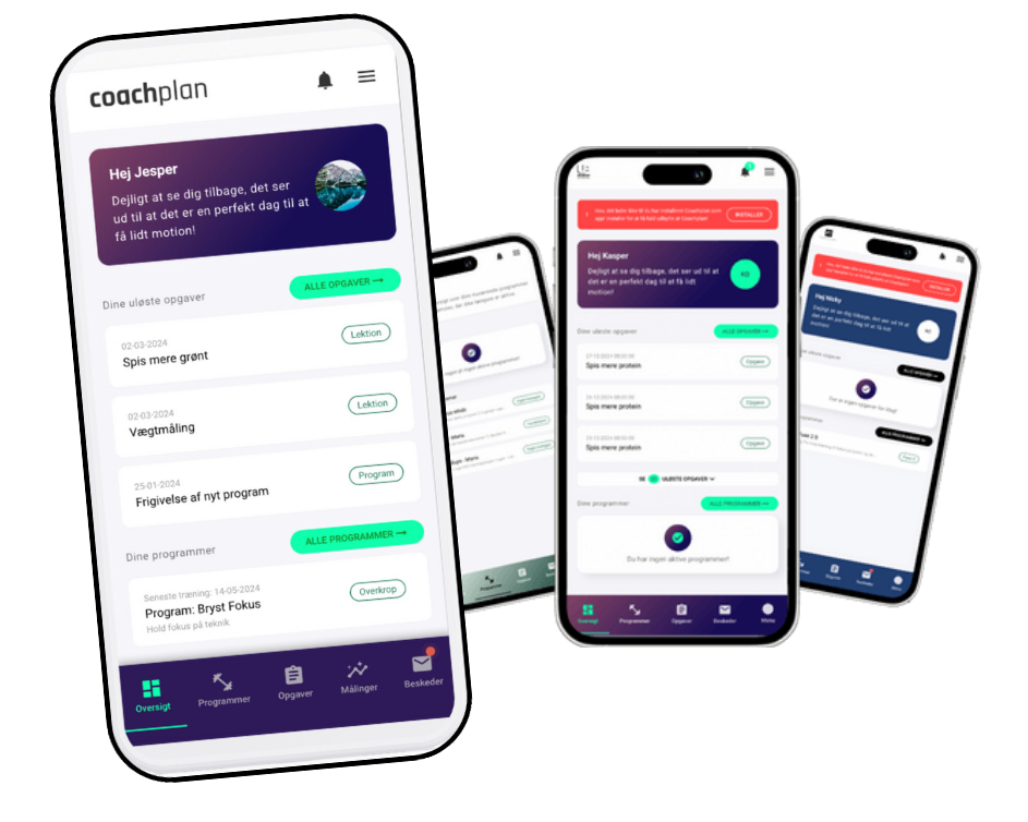 Coachplan klient-app til rehabilitering